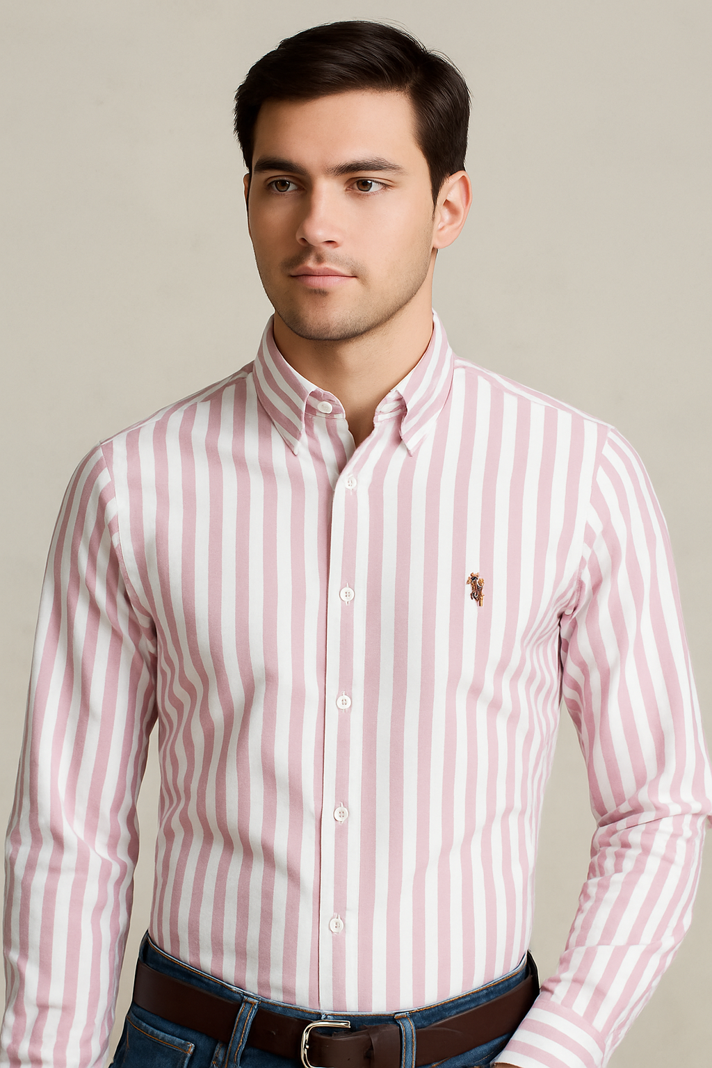 Ralph Lauren Shirt - White and Pink Stripes